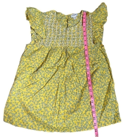 J. Crew Yellow Floral Embroidered Flutter Sleeve Top Blouse - Picture 4 of 9